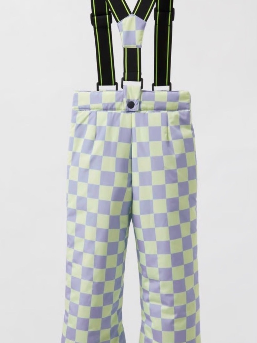 Zara Kids Checkered Snow Ski Pants Purple Yellow Insulated Bib 13-14 164cm - Picture 2 of 13